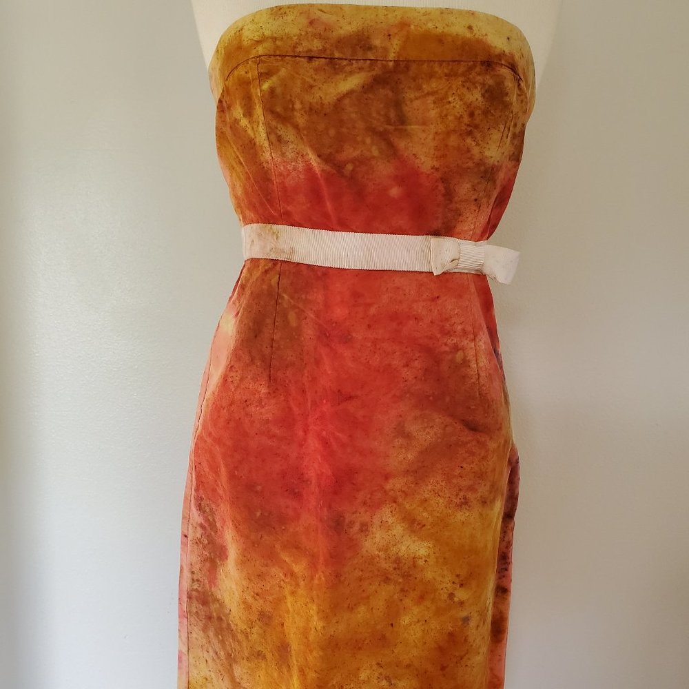 Silk Short Dress african batik red yellow gold pink orange brown rainbow